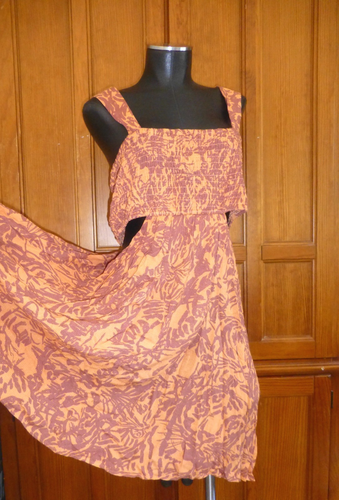 Neu mit Etikett Anthropologie Bandeau Piper orange rost Blumen Sommer Cutout Minikleid XL - Bild 6 von 9
