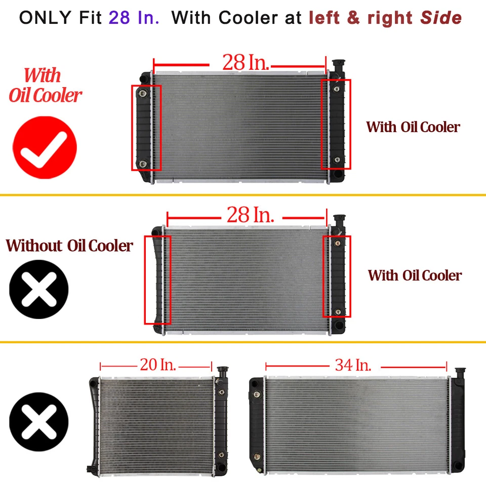 Radiador de 28 pulgadas para Chevy GMC C1500 2500 K1500 K2500 1988-1999 5,0 L 1988-1994 5,7 L Foto 2 de 4