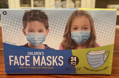 JUST PLAY KIDS FACE MASKS SIZE 5.5'' x 3.5''  3 LAYER 2+ Years NEW SEALED