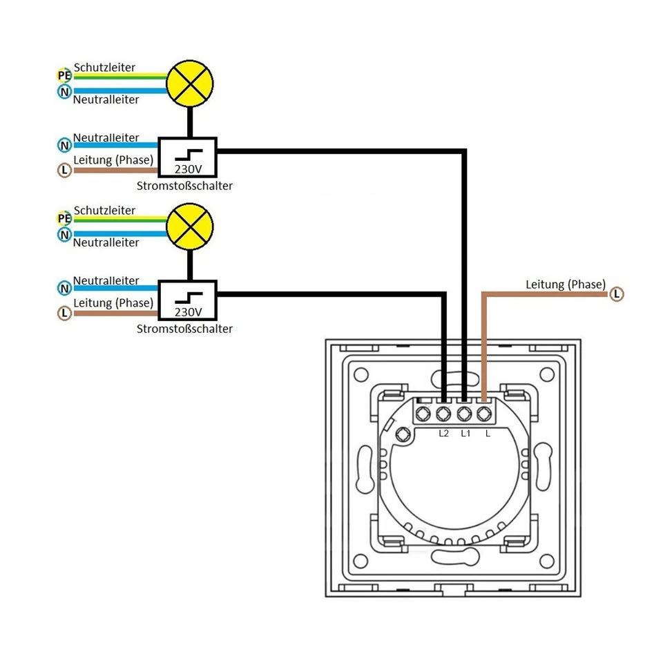 Touch Serientaster Taster Modul UP Impulstaster Beleuchtet LUXUS-TIME - Bild 2 von 4