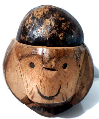 Hawaiian Carved Coconut Monkey Tiki Bar Decor Coin Bank Tiki Bar Tips