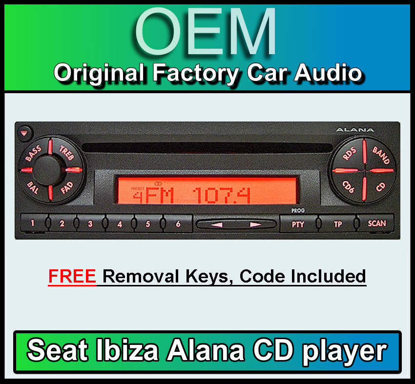 aves de corral coser Extracción Seat Ibiza Reproductor De CD Radio Estéreo Con Código y Extracción Llaves  Alana | eBay