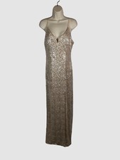 B Darlin Women's Juniors' Beige Sequined Side Slit Gown Dress Size 11/12