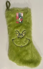 Dr. Seuss' How The Grinch Stole Christmas Furry Green Grinch Face 20" Stocking