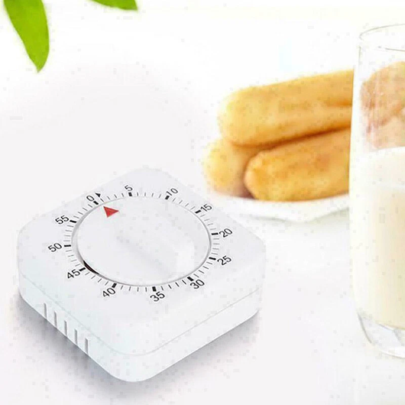 2024 60 Minute Analog Kitchen Timer 1 Hour Mechanical Loud Alarm Ring Square - Image 4 of 4