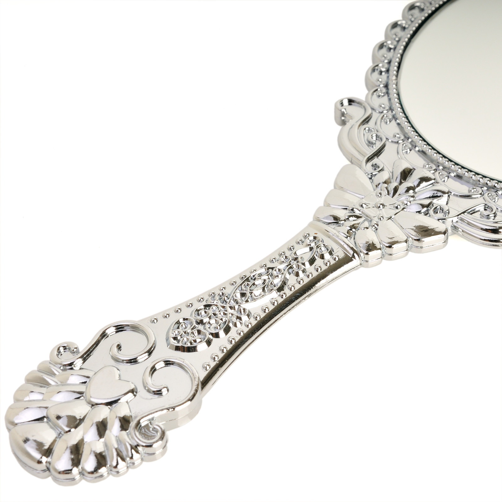 Vintage Antique Handheld Pocket Makeup Vanity Hand Mirror Plastic