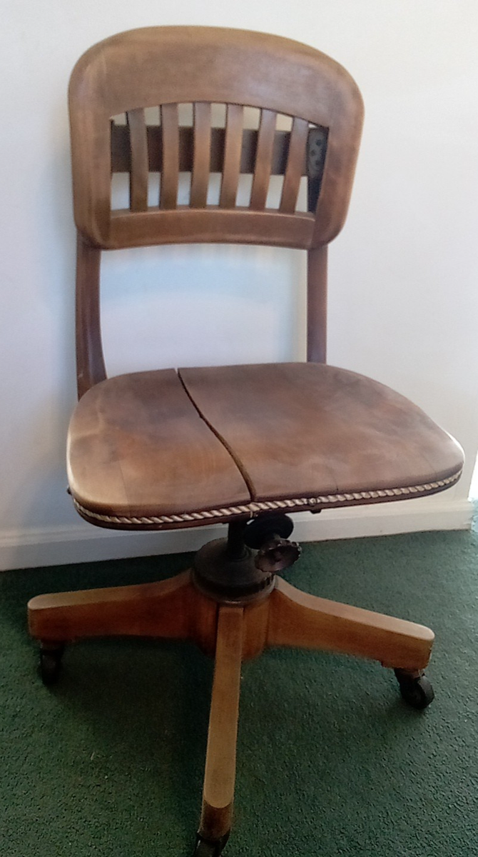 Vintage Antique Sikes Adjustable Swivel Oak Desk Chair Furniture