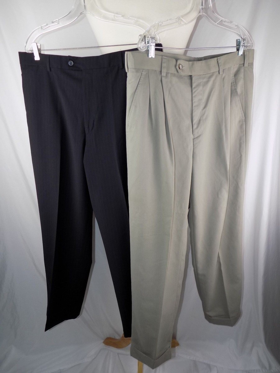 Lot of 2 DOCKERS Premium Izod Men's 36 x 29 Black Pinstripe & Gray