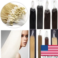Micro Rings Link Loop Beads Tip 100% Real Remy Human Hair Extensions Natural US
