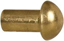MADE IN USA (1 lb Box) Round Brass Solid Rivet, 3/16" Body Diam, 3/8" Length Under Head