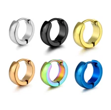 2PCS Stainless Steel Hoop Earrings for Men Women Small Hoop Huggie Ear Piercings