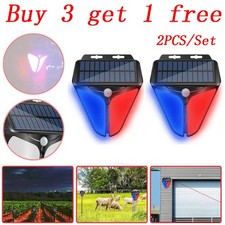 2x Solar Alarm Strobe Light Motion Sensor Lamp Waterproof Sound Security Outdoor