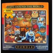 Dowdle Puzzles Cats Around The World 1000 Piece Jigsaw Puzzle Made in USA NIB