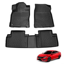 Floor Mats 2 Rows Liner Carpets For 2016-2021 Honda Civic Tpe Rubber All Weather