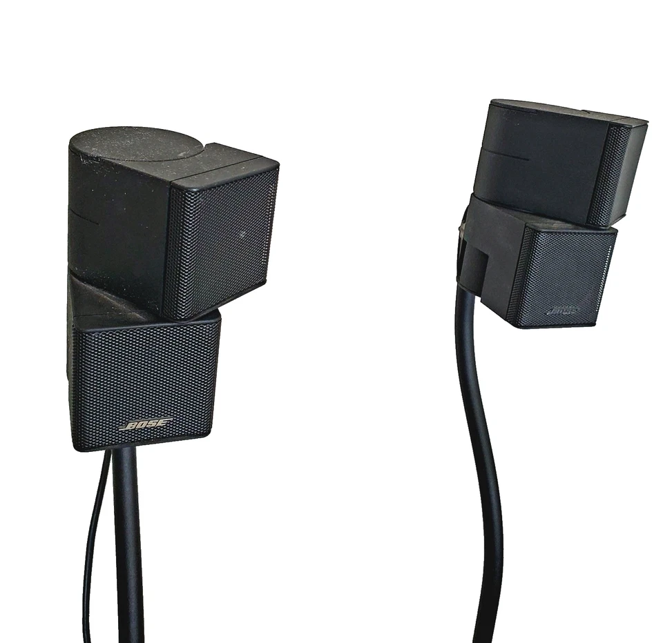 2 Bose Double Cube Mini Speakers & Stands Black DoubleShot Lifestyle Acoustimass - Image 3 of 4