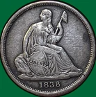 1838-O No Stars Seated Liberty Dime Very Fine VF+/XF Coin, Small Scratch #35516