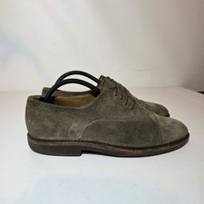 Salvatore Ferragamo Studio Gray/Green Suede Oxford Cap Toe Dress Shoes Mens 9EE