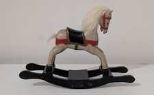Vintage Wood Rocking / Glider White Horse Toy w Saddle Hand Painted A14 