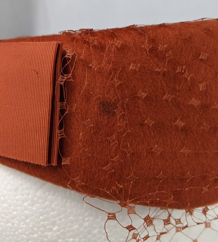 Cappello vintage lana rossa Glenover Henry Pollack con fiocco e rete berretto Union Made - Foto 8 di 17