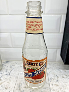 RARE ANTIQUE SCOTT CO. TOMATO CATSUP ORIGINAL LABEL AUSTIN INDIANA BOTTTLE