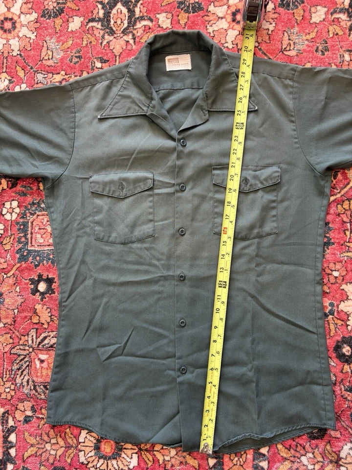 CAMISA DE TRABAJO DE COLECCIÓN AÑOS 60 70 Montgomery Ward MANGA CORTA VERDE TALLA MEDIANA Mecánico Foto 4 de 4