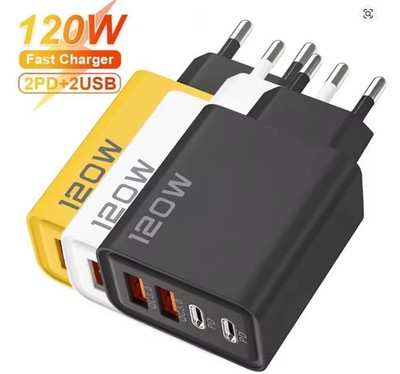 120W Ladegerät 4 Port USB Typ C Ladegerät für iPhone Samsung Xiaomi Tablette