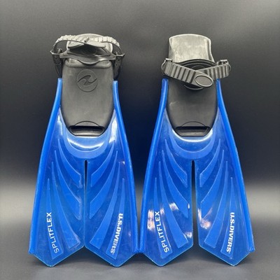 U.S. Divers Splitflex Nature's Wing Blue Open Heel Diving Fins Size S 3-6