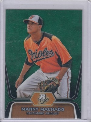2012 Manny Machado Bowman Platinum ROOKIE GREEN REFRACTOR /399 - #23 Padres RC