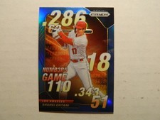 2020 Panini Prizm Carolina Blue Numbers Game Prizm Card of Shohei Ohtani-Angels