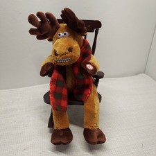 Dan Dee Animated Plush Moose in Rocking Chair Christmas Holiday Decor 15" Works
