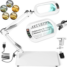 12X Square Magnifying Glass with Light and Stand, Real Glass LED Lighted Magnifi