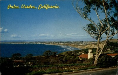 Palos Verdes California Hollywood Riviera aerial view ~ postcard sku509