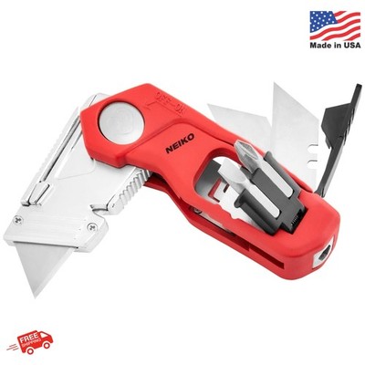 NEIKO 00678A 4-In-1 Folding Utility Knife Box Cutter Knives & Wire Stripper, Too