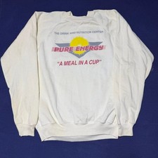 Vintage 80s Hanes Pure Energy Drink Promo Sweatshirt XL Cream White Made in USA