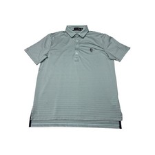 RLX Ralph Lauren Mens Golf Polo Shirt Mint Green Grey Striped Performance Medium