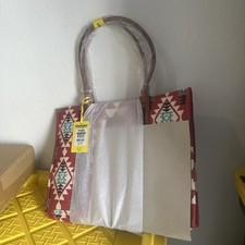 Wrangler Ladies Southwestern Dual Sided Burgundy Tote Purse Bag Aztec Oversized