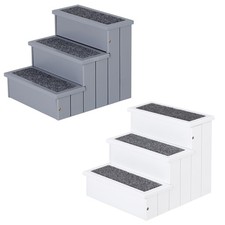 PawHut Scaletta per Cani 3 Gradini con Tappetino Antiscivolo e Spazio Interno