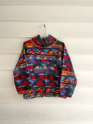 After The Stork Kid's 90's Multicolor Aztec Fleece Crewneck Jacket Sz 5-6 Small