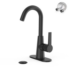 Single Hole Matte Black Single-Handle 4 Inch Bathroom Sink Faucet with Deck Plat