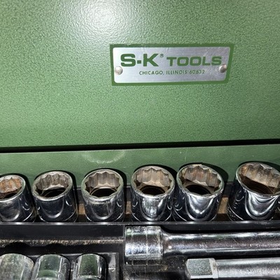 SK 1/2 Drive Socket Wrench Set In Tin Case Made In USA Vintage