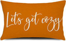 Fall Pillow Cover 12x20 Orange Let it Cozy Throw Pillow Cushion Cover Case Thank