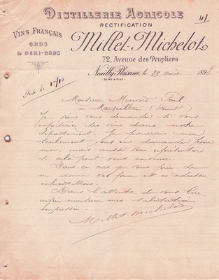 93 NEUILLY PLAISANCE Destilliergerät MILLET MICHELOT 1895 Weine