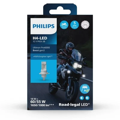 Philips Ultinon Pro6000 LED H4 11342 U60B3 12/24V 18W P43T Motorrad - Bild 1 von 4