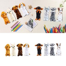 4x Stuffed Dog Doll Pencil Cases Pen Bags Novelty Purses Versatile Zipper