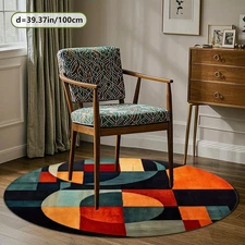 100cm*100cm[Velvet + Dot Round Mat] Velvet + Dot Round Mat  Multicolor Geometric