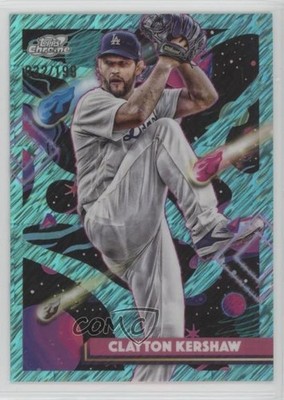 2025 Topps Cosmic Chrome Aqua Equinox Refractor 32/199 Clayton Kershaw #128 0s5s
