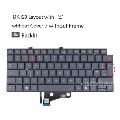 UK GB Layout Laptop Keyboard For Dell Pro 13 Plus PB13250 PB13255 09T0FV Backlit