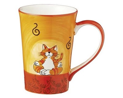 Mila Design Becher  ''Oommh'' 0,35l - handbemalte Keramik mit Katzen-Motiv