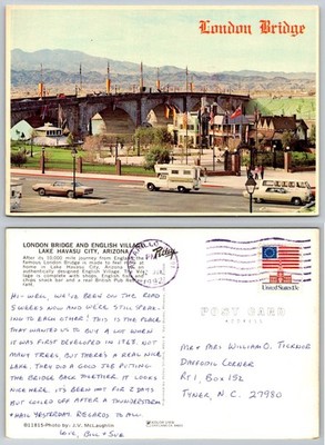 London Bridge English Village Lake Havasu City Arizona Postcard 1982
