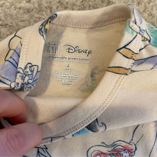 Gap Disney princess pajamas size 4t organic pajama set Ariel Jasmin Snow White - Picture 4 of 7